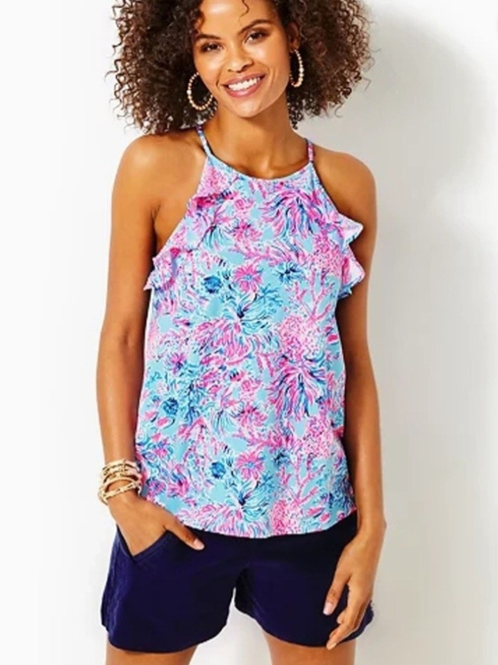 Lilly Pulitzer Billi Halter Tank Top Size L